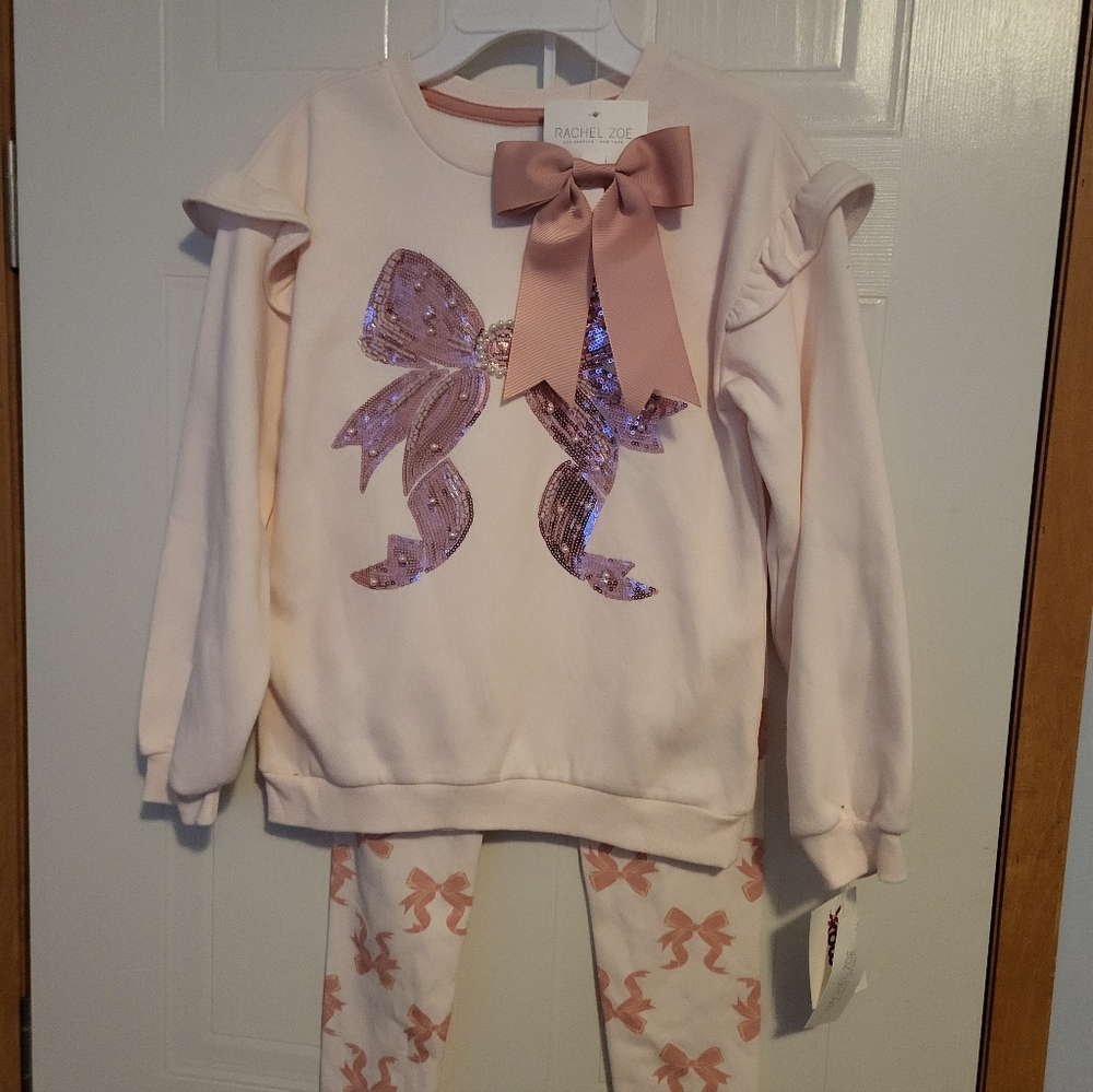 Rachel Zoe Blush Sequin Bow Outfit